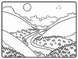Drawing Clipart Cartoon Valley River Mountains Draw Drawings Landscape Mountain Simple Cartoons Getdrawings Painting Step Cliparts sketch template