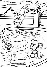 Schwimmen Freibad Malvorlage Malvorlagen Schwimmbad Wassersport Bildes öffnet Anklicken Setzt Seite sketch template