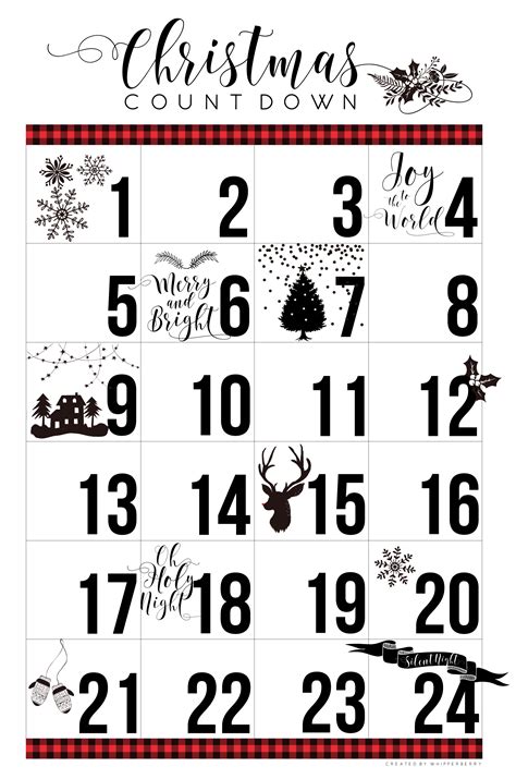 printable christmas countdown calendar whipperberry
