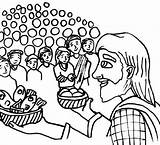 Coloring Pages Fish Loaves Jesus 5000 Comments Feeding sketch template