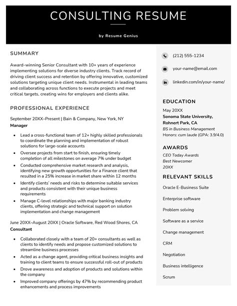 consultant resume template