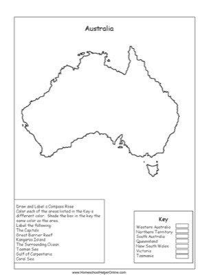 australia worksheet homeschool helper  geography worksheets