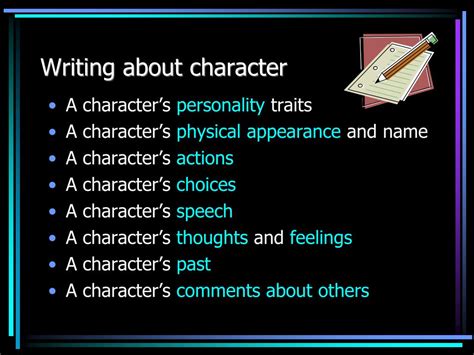 write  character sketch powerpoint