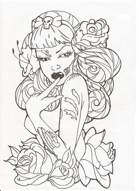sexy pin  girl coloring pages adult sketch coloring page
