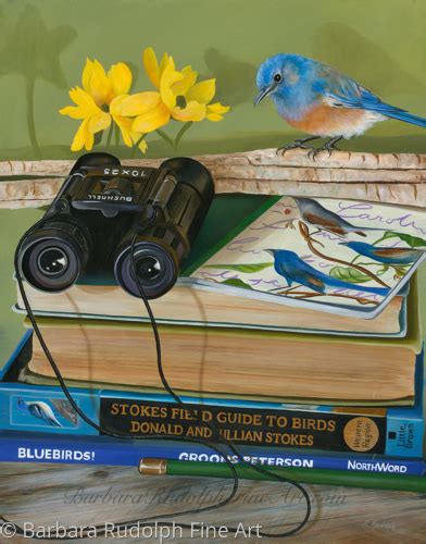 Painting Bluebird Watching Original Art By Barbara Rudolph Fine Art