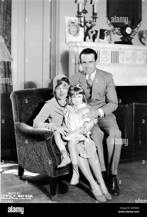 Harold Lloyd Portrait At Home With His Wife Mildred Davis And 5 Year