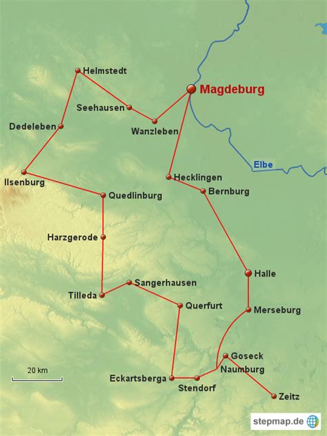 stepmap strasse der romanik landkarte fuer deutschland