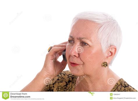 worried senior woman talking stock image image of hair female 10802647