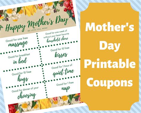 mothers day coupons digital printable coupons etsy