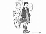 Stranger Things Coloring Pages Outlines Template Eleven Nancy sketch template