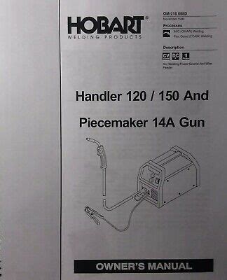 hobart handler    wire feed gun mig welder operating parts manual ebay