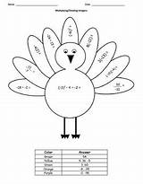 7th Turkey Grade Operations Integers Common Coloring Core Preview sketch template