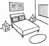 Bedroom Coloring Drawing Template Sketch Simple sketch template