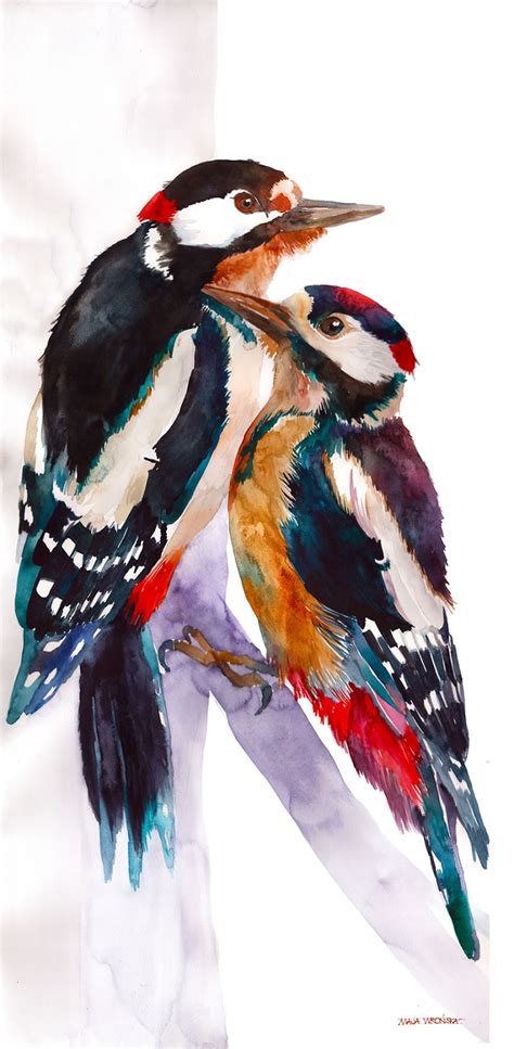 Watercolor Birds Painting By Maja Wronska ~ Art Craft T