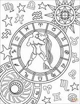 Coloring Zodiac Aquarius Sign Pages Printable Signs Drawing Star Categories sketch template
