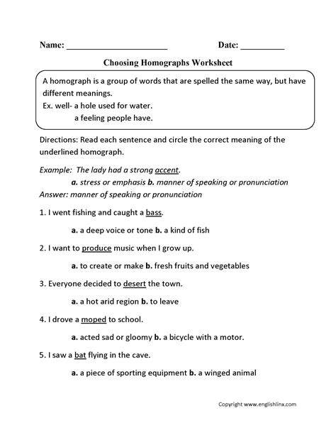 multiple meaning words worksheets  grade   printable