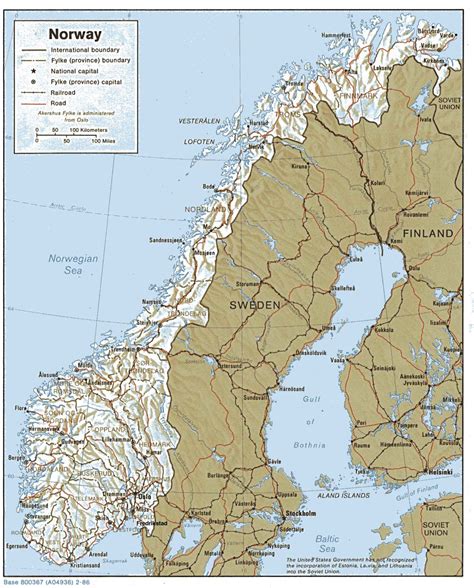 large detailed relief  political map  norway  highways  cities vidianicom maps