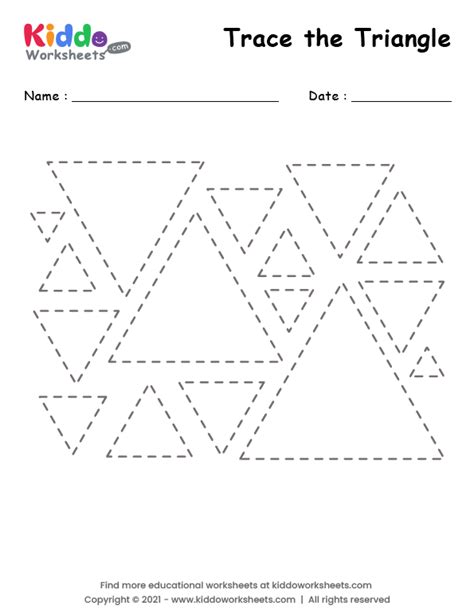 printable tracing shape triangle worksheet kiddoworksheets