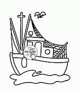 Fishing Boat Coloring Kids Pages Boats Drawing Small Transportation Getdrawings Choose Board sketch template