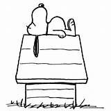 Snoopy Sleeping House Doghouse Drawing His Top Dog Template Classic Coloring Pages Peanuts Drawings Very Colouring Disney sketch template