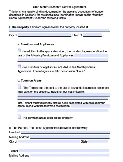 utah rental lease agreement templates  word