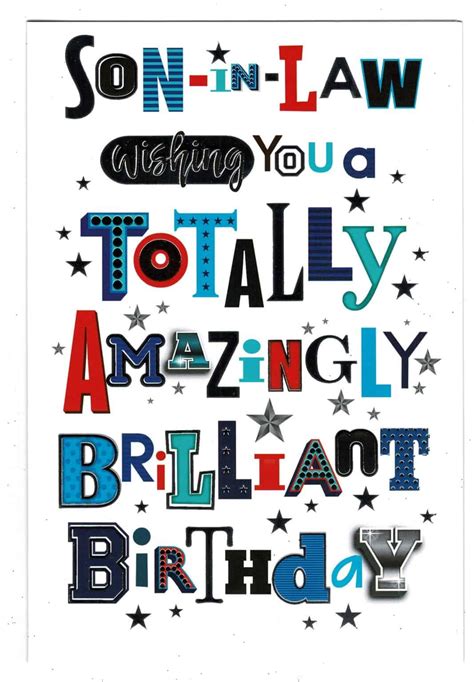 son  law birthday card funky style sentiment verse foil finish  cm