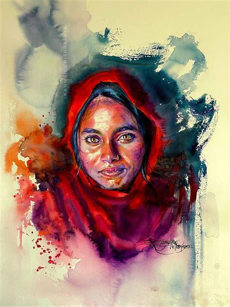 portrait   lady watercolor painting exotic india art