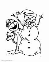 Coloring Pages Snowman Sesame Street Elmo Print Printable Winter Look Other sketch template