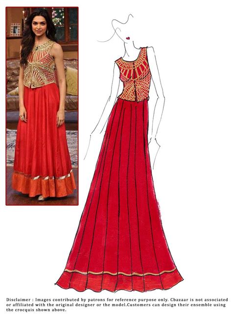 diy deepikapadukone red floorlength anarkali fashion illustration dresses fashion