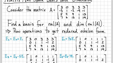 linear algebra  problems matrix null space basis  dimension