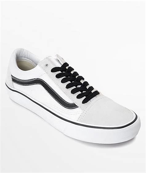 Vans Old Skool Pro 50th Anniversary White And Black Skate Shoes Zumiez