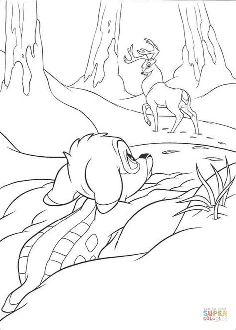 bambi is looking for roe deer coloring page free