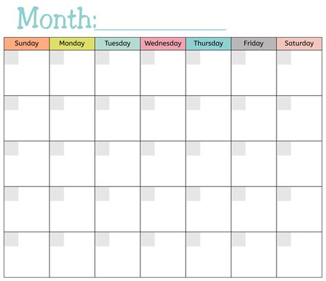 10 Best Printable Blank Monthly Calendar Template