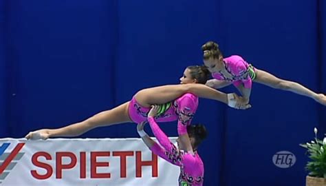 3 girls stun the crowd during the 2010 acrobatic gymnastics world