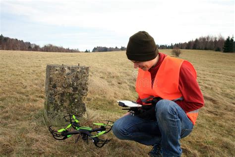 drone operator  testing  equipment stock photo image  flying meadow
