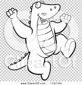 Alligator Jumping Happy Outlined Coloring Clipart Vector Cartoon Thoman Cory sketch template
