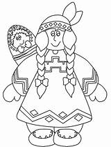 Coloring Native American Pages Indian Thanksgiving First Nations People Americans Printable Dolls Color Printables Girl Clipart Kids Children Totem Pole sketch template