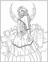 Coloring Gothic Pages Printable Adults Goth Girl Adult Print Dark Colouring Witch Fairies Fantasy Fairy Book Halloween Getcolorings Getdrawings Color sketch template