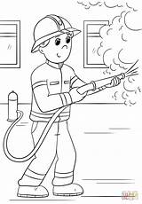 Firefighter Coloring Cartoon Pages Printable Fire Fighter Firefighters Kids Drawing Helpers Work Sheets Colorings sketch template