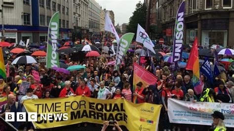 thousands march in protest at ni same sex marriage ban bbc news