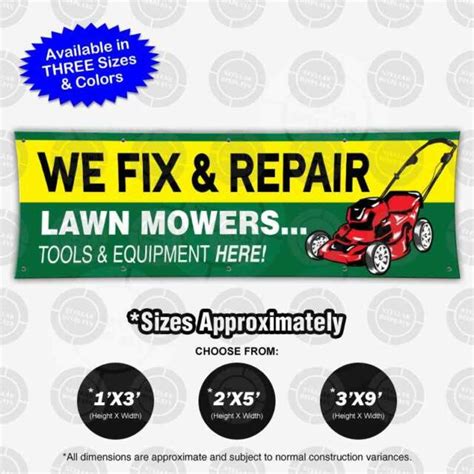 fix repair lawn mowers banner sign shop display tool service colorful poster ebay