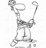 Golfer Coloring Outlined Knocking Barely Toonaday sketch template