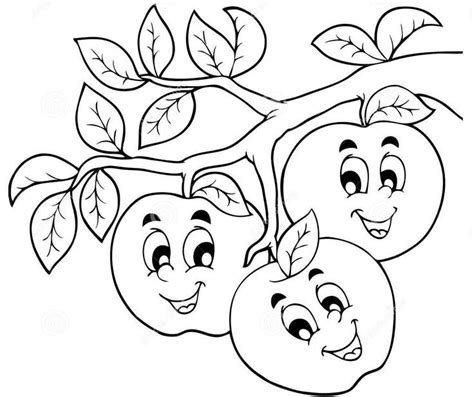 cartoon apples coloring page  printable coloring pages  kids