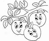 Cartoon Coloring Apples Pages Fruits Printable Apple Kids Worksheets Omalovanka sketch template
