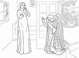 Annunciation Coloring Pages Colouring Mary Printable Gabriel Angel Jesus sketch template