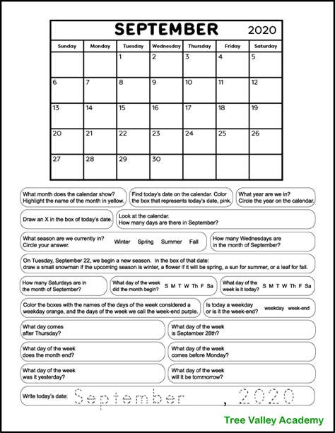 calendar worksheets  grade
