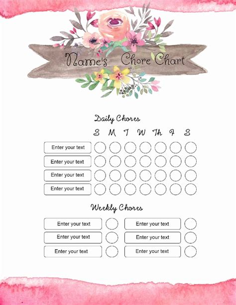 chore chart template   designs
