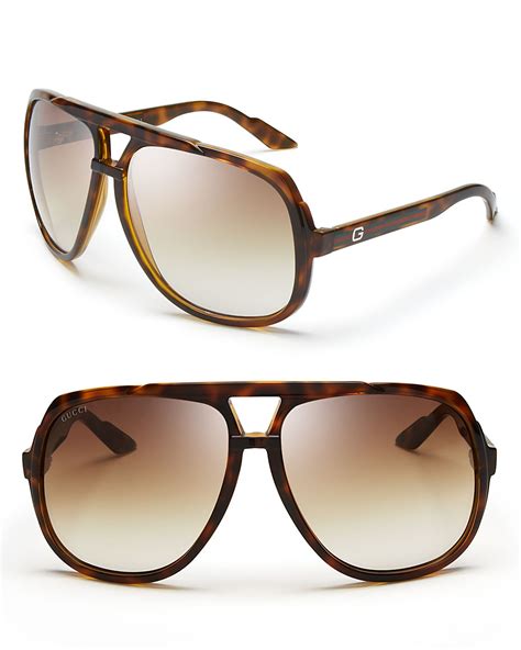 lyst gucci oversized aviator sunglasses in brown for men