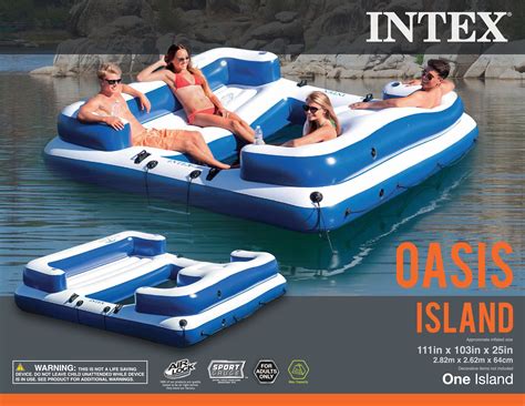 intex oasis island inflatable seated floating water lounge raft  dc