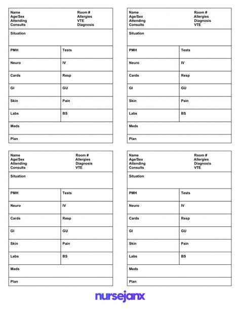 nurse report sheet templates  templates  templates